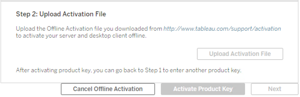 A form that guides you to upload an activation file.