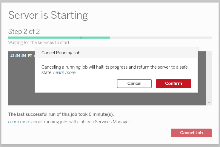 Cancel Running Job confirmation window.