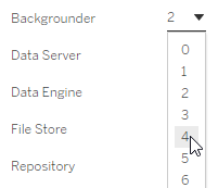 Dropdown menu for Backgrounder expanded with the number four selected.