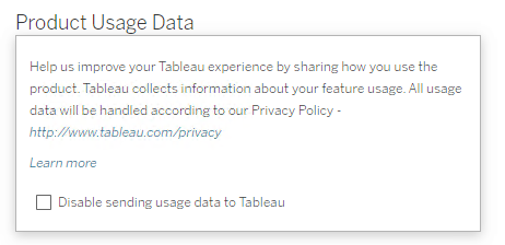 Product Usage Data message asking for permission to collect information about your feature usage.