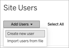 A dialog box with options to add new users or import users from a CSV file.