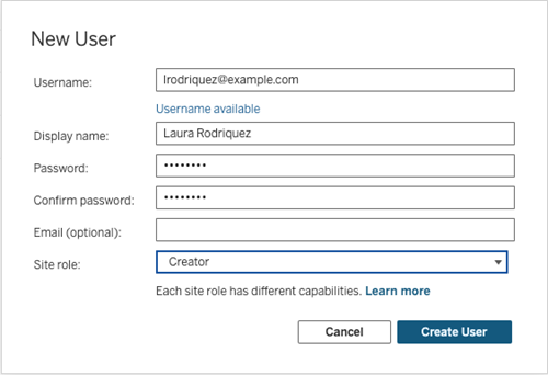 A new user account creation form.