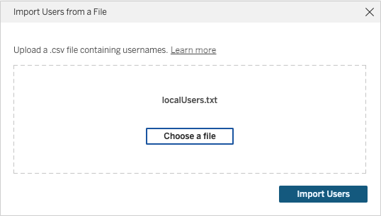 A dialog box to import users from a file.