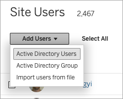 A dialog box to choose how to add users to the site.