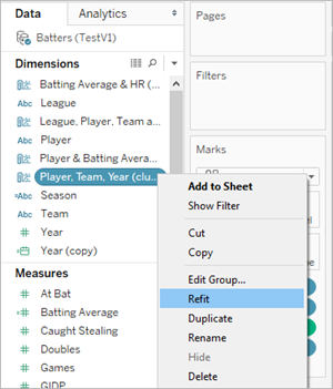 A dropdown menu with the option to refit.
