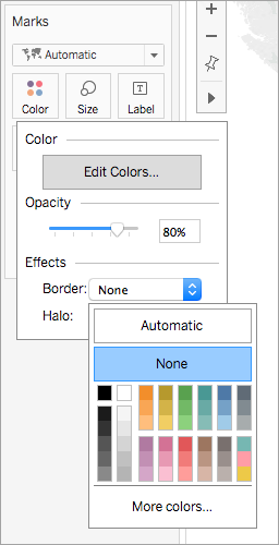 Scheda Indicatori con le opzioni di colore del bordo mostrate.