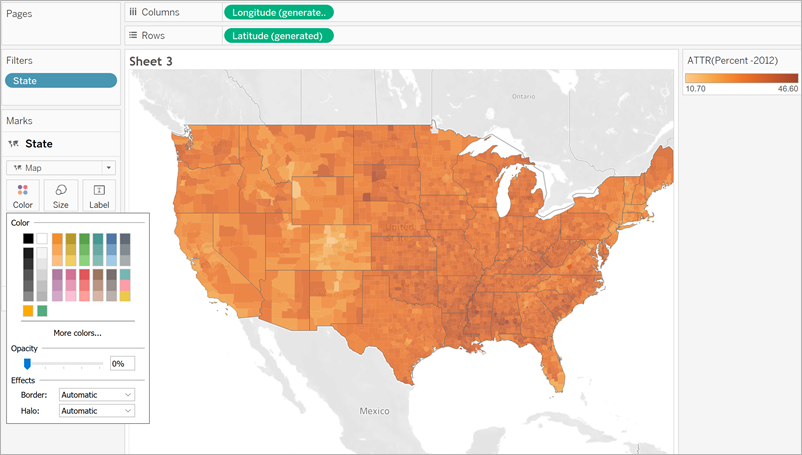 Mappa coropletica degli Stati Uniti.