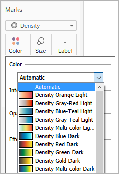 El menú desplegable de edición de color con opciones para paletas de colores.