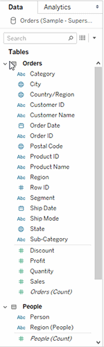 Regrouper les champs et les placer dans des dossiers dans le volet Données.